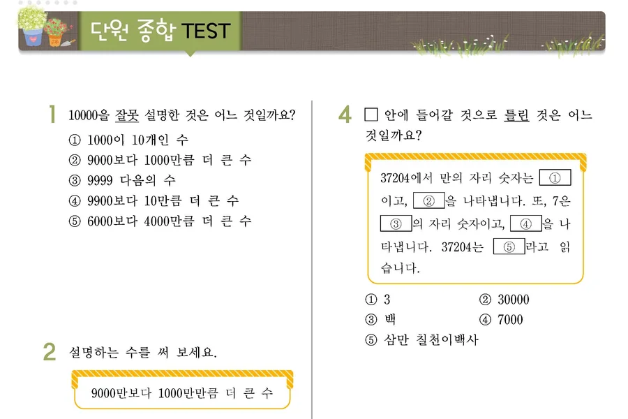단원 종합 TEST 교재 지면